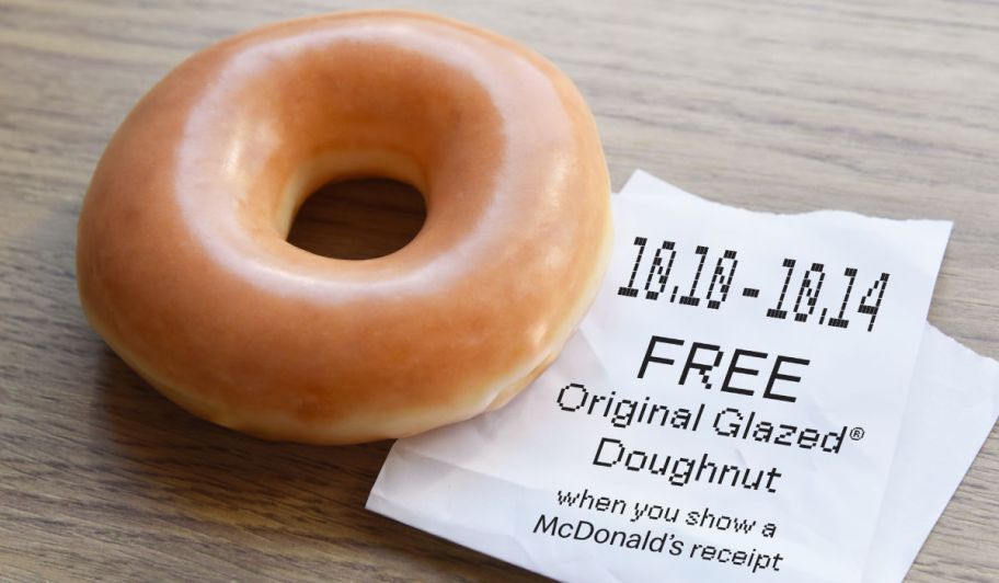 glazed doughnut next to receipt