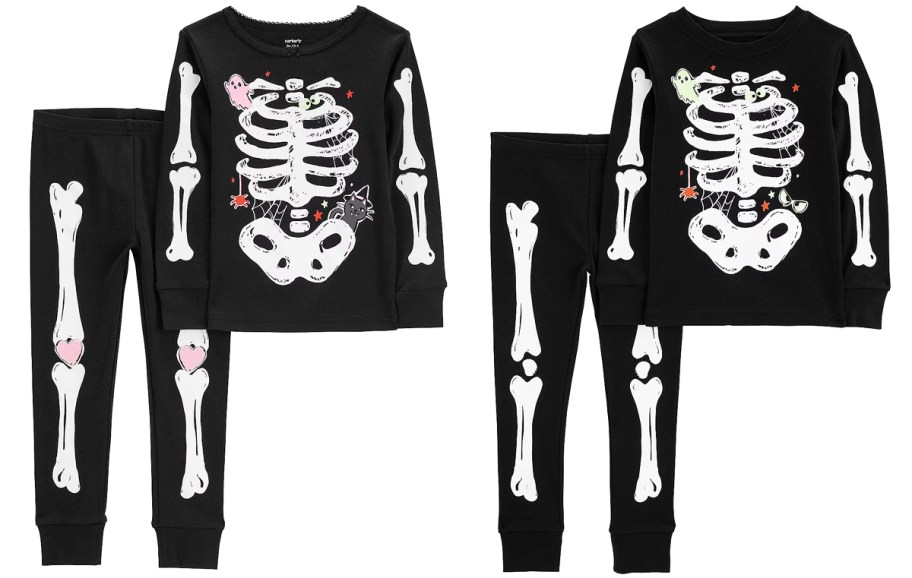 skeleton halloween pajama sets