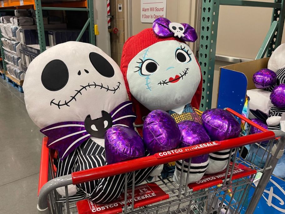 Costco Large Disney Plush Jack & Sally in a cart