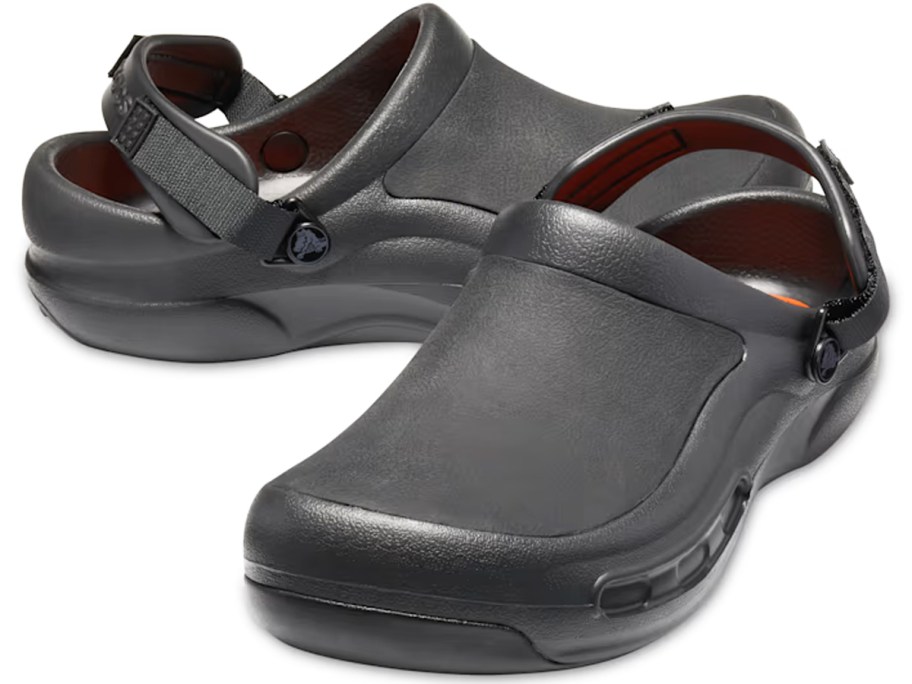 pair of black work crocs