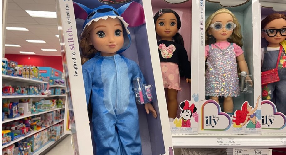 Disney ILY dolls displayed at the store