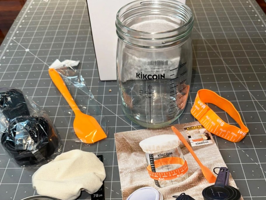 sourdough starter jar with accessories