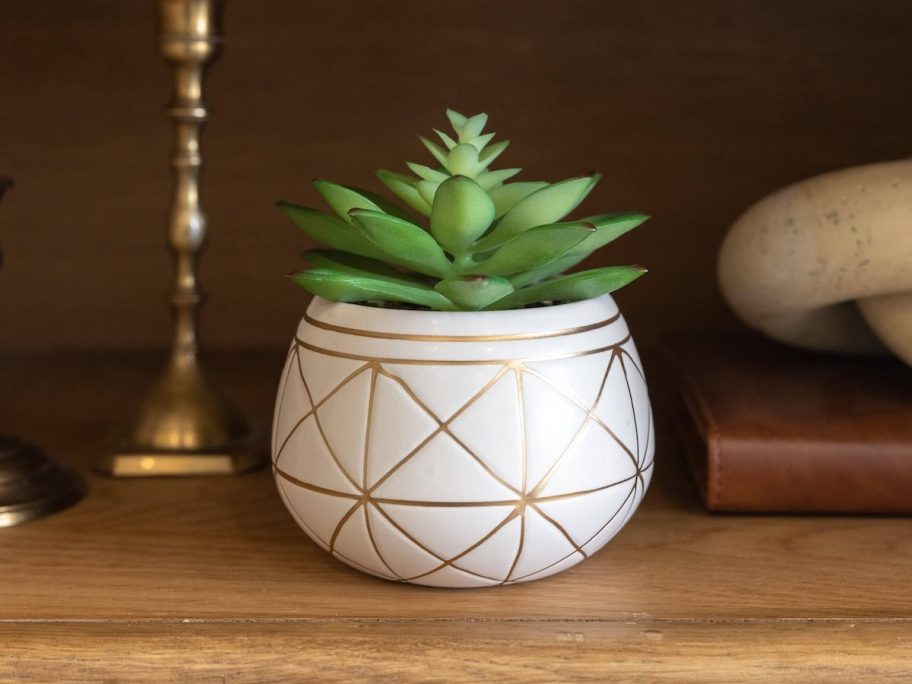 Mainstays 4" Faux Succulent in Geometric Pot