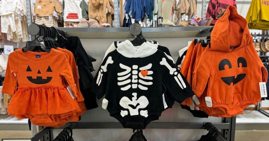 Rack of Old Navy Halloween Costumes and Clothes for babies