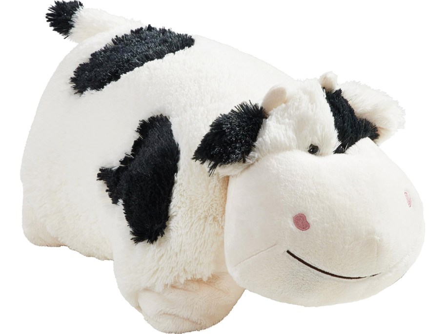 black and white cow pillow pet