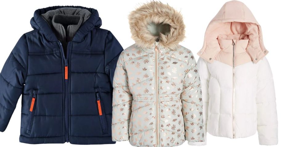 3 children's puffer jackets 