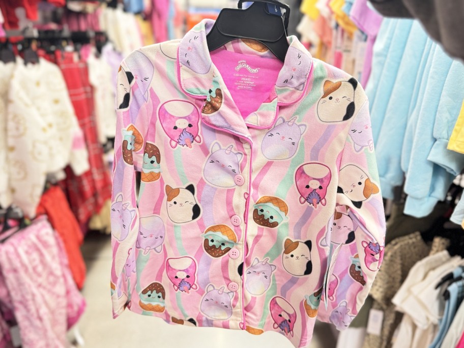 squishmallows print pajamas set on hanger