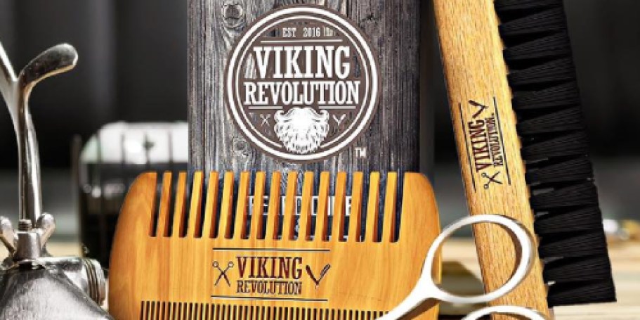 Wooden Beard onlineb & Brush Set JUST $7.90 on Amazon | Includes Scissors & Storage Pouch