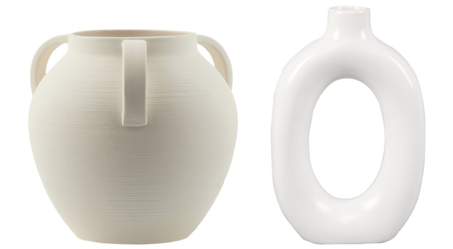 Walmart beige and white vase