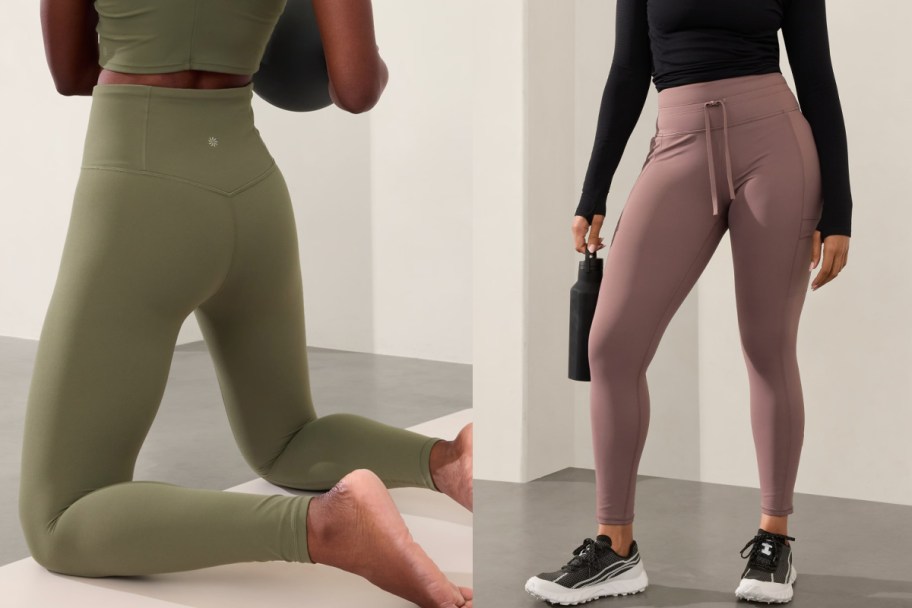 sage and mauve leggings