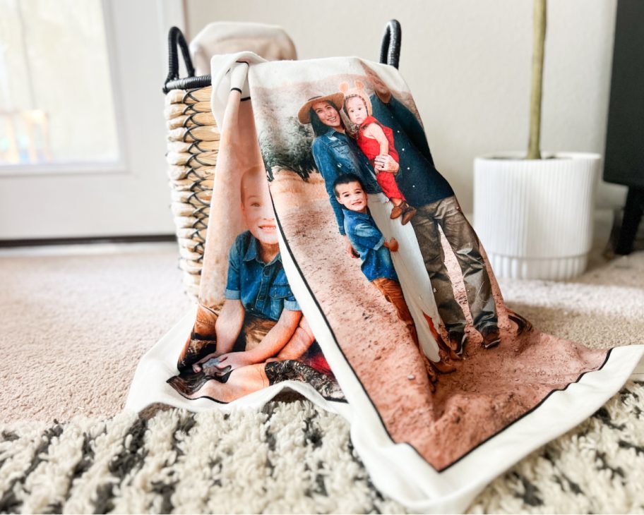 photo blanket in basket