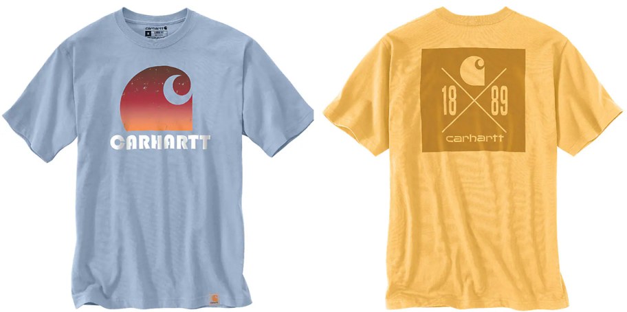 blue and yellow carhartt tees 