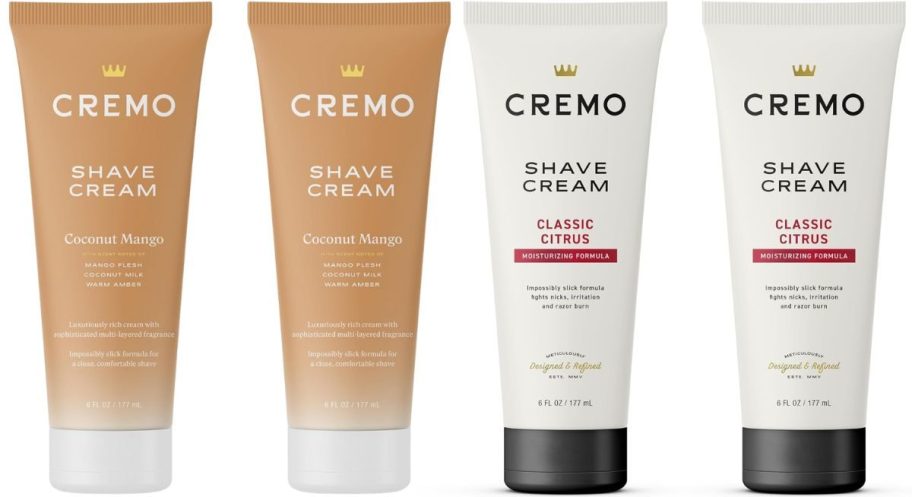 4 tubes of cremo shave cream stock image