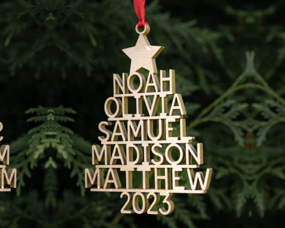 stacked name christmas ornament