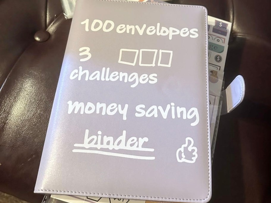 purple money saving challenge binder 