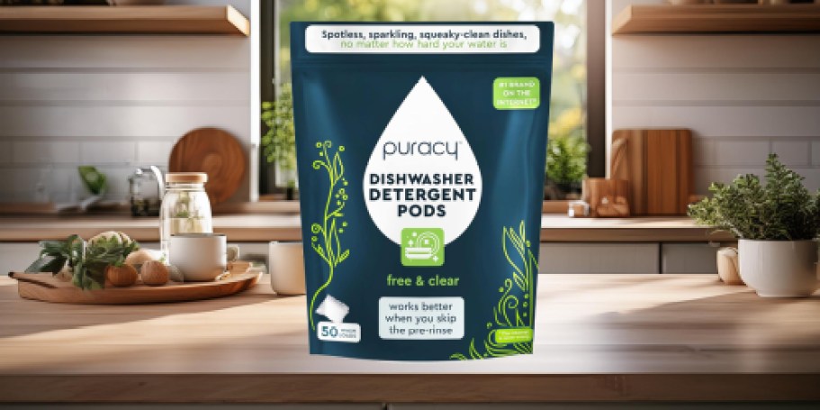 Puracy Natural Plant-Based 50ct Dishwasher Pods $12.49 on Amazon (Regularly $21)