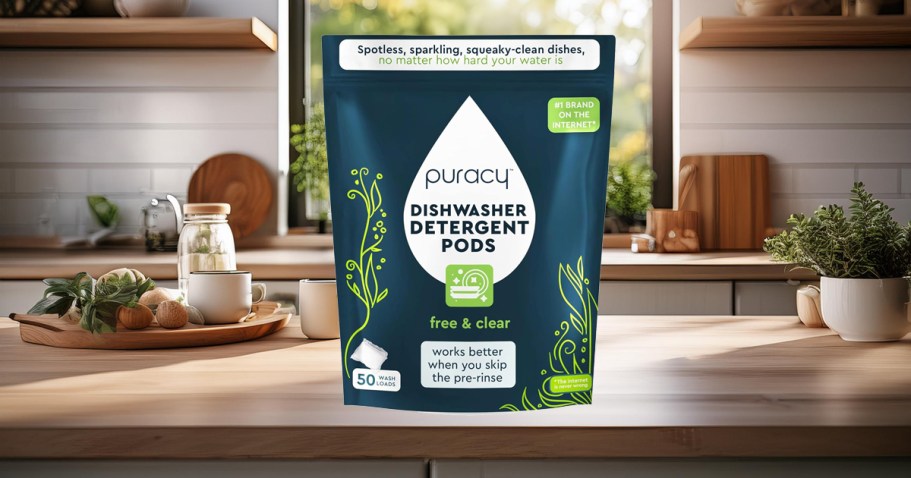 50-Count Puracy Natural Plant-Based Dishwasher Pods $12.49 on Amazon (Regularly $21)