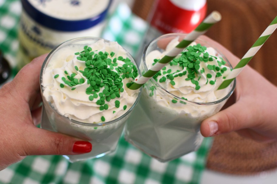 two DIY shamrock shakes