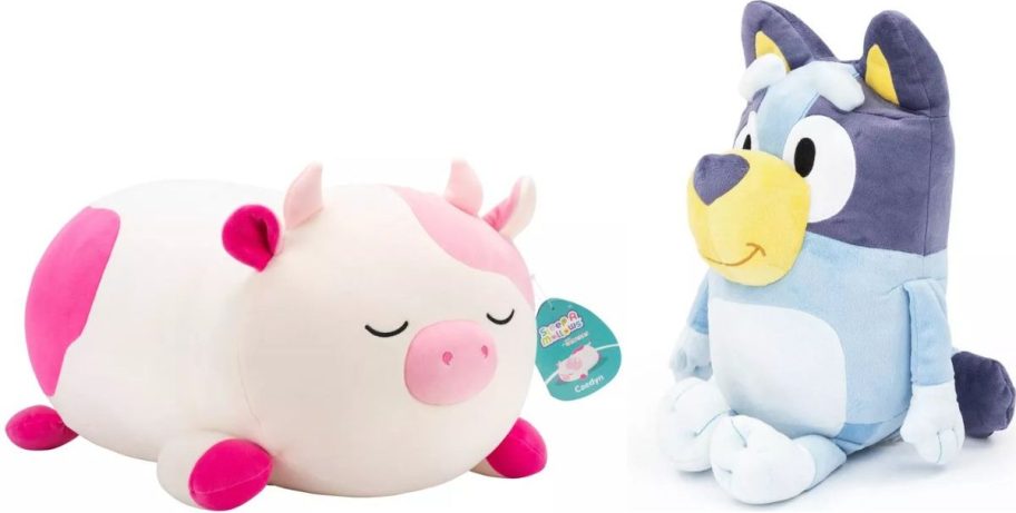 squishmallow and bluey pillow buddies stock image