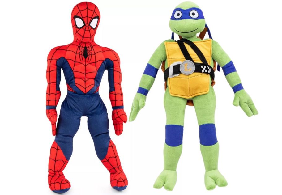 spider-man and ninja turtle pillow buddies stock image