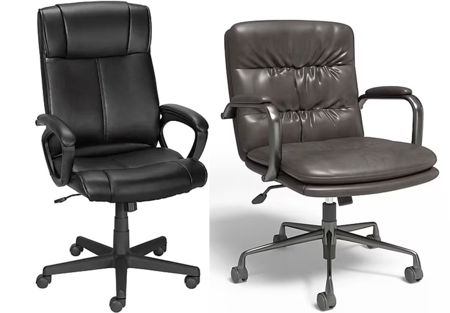 black and gray office chairs