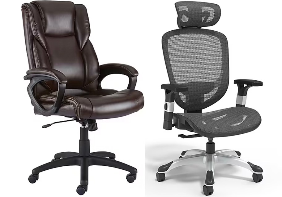 black and gray office chairs