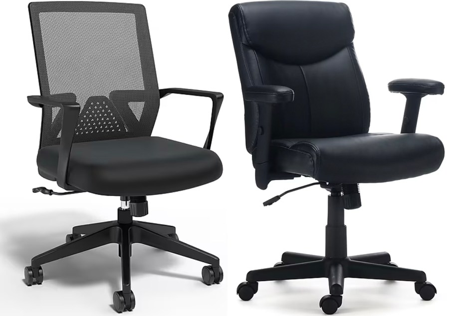 two black office chairs