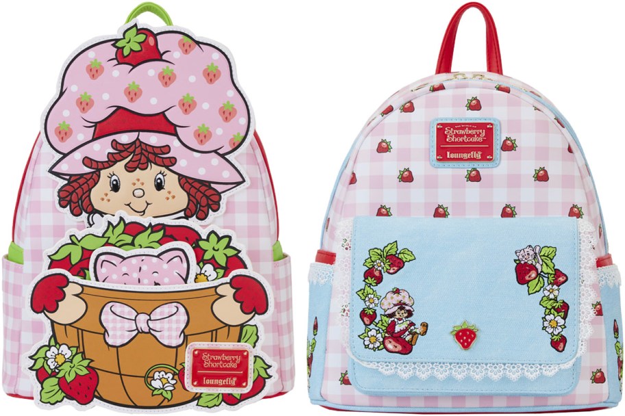 two stock images of strawberry shortcake backpacks