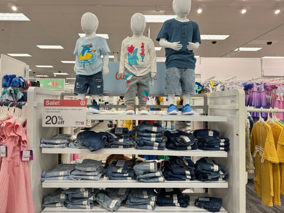 display of toddler denim in target store