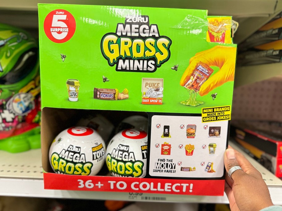 zuru mini gross balls in display on shelf