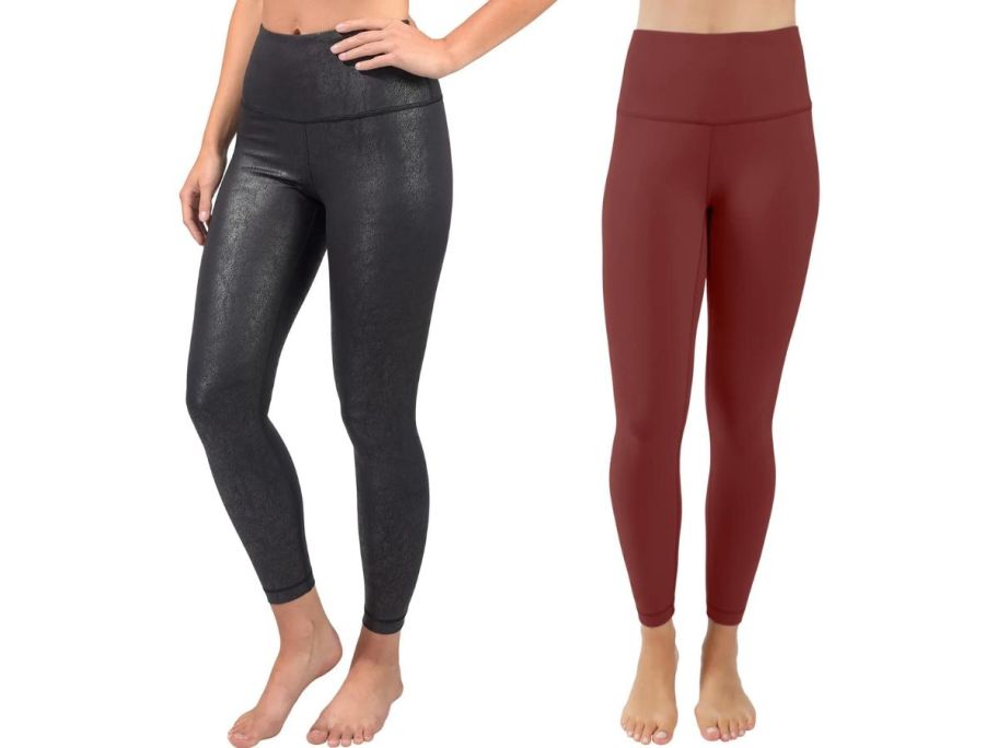 2 women wearing 90 Degree High Rise Ankle Leggings