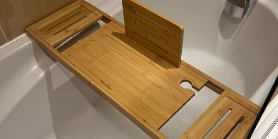 Bamboo Bath Caddy w/ Extendable Sides Only $17.99 on Amazon (Mother’s Day Gift Idea!)