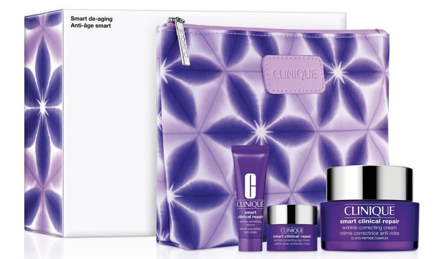 Clinique skincare with bag