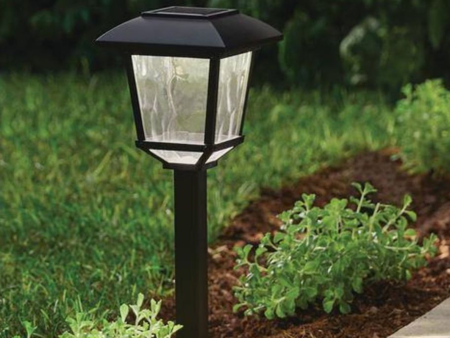 Hampton Bay Terrace Park Black 10 Lumen LED Outdoor Solar Path Light 