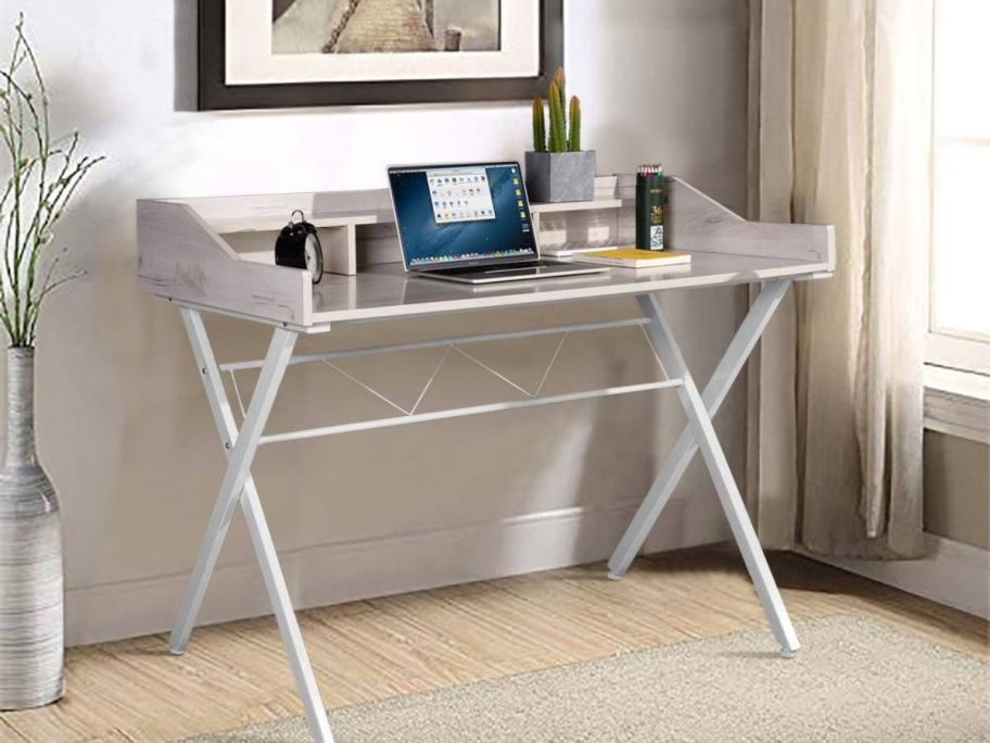 Homy Casa Fort 43" Birch Rectangular onlineputer Desk w/ Shelf 