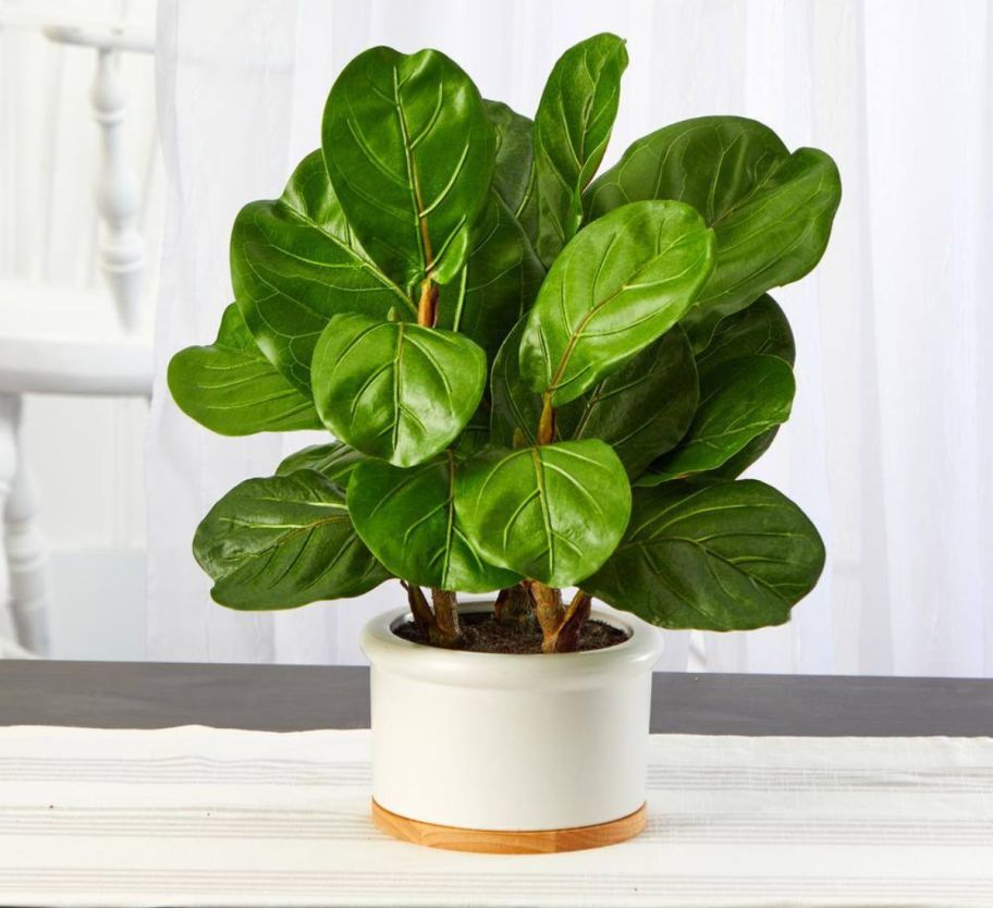 a 15 inch artificial fiddle fig leaf tree