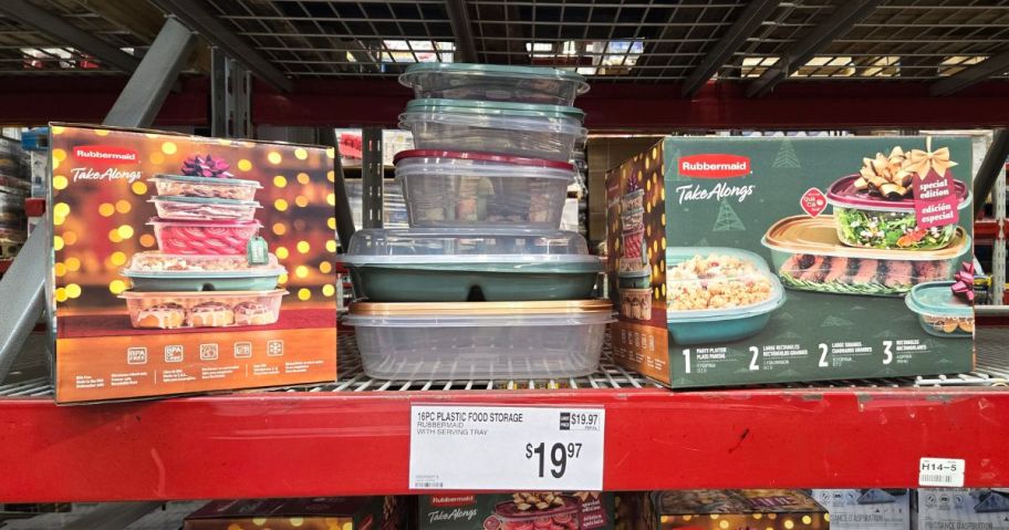 Rubbermaid TakeAlongs 16-Piece Food Storage & Party Platter Set on shelf in store