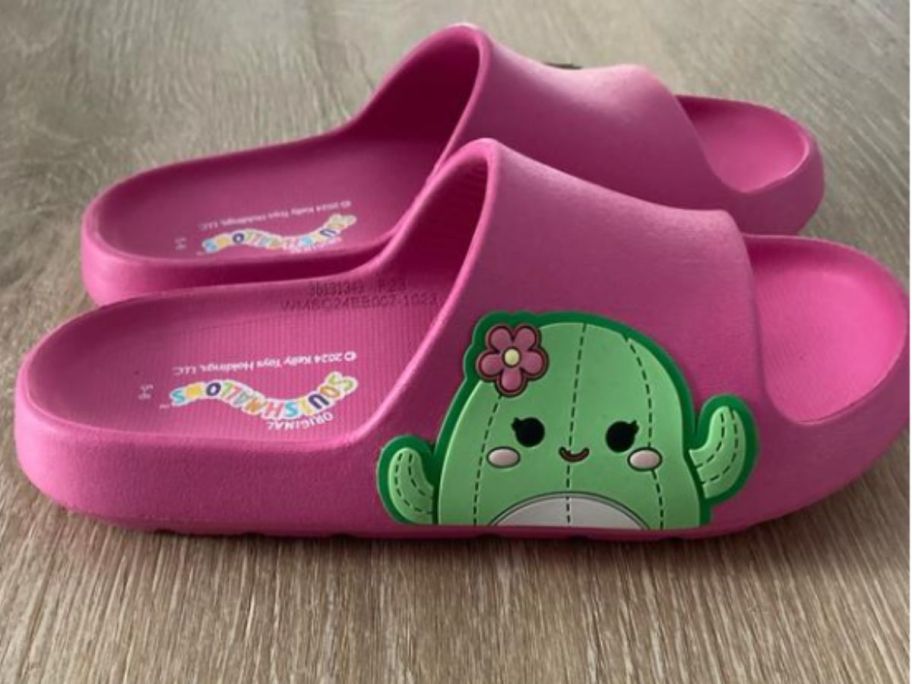 A pair of Squishmallows Cactus Slides