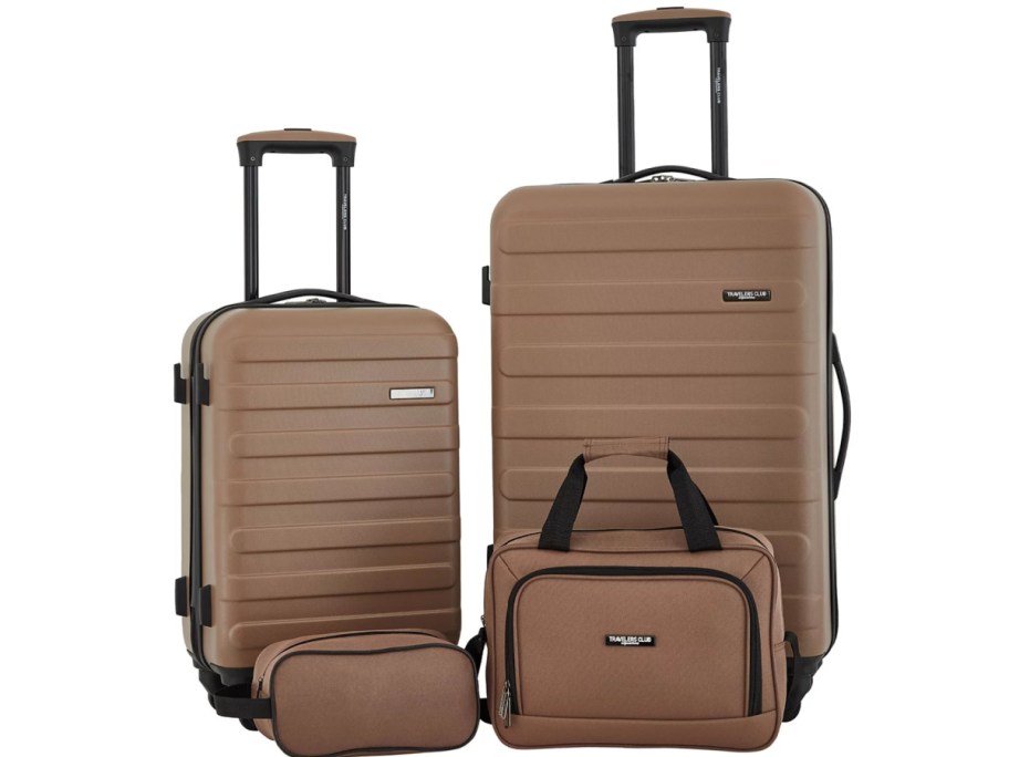 Travelers Club Austin 4-Piece Hardside Luggage Set in brown