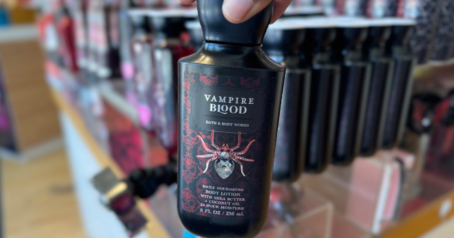 hand holding vampire body lotion 