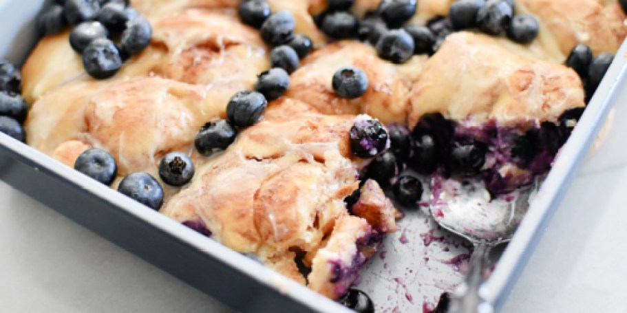 Use Store-Bought Cinnamon Rolls to Make Lemon Blueberry Breakfast Cake (Mother’s Day Brunch Idea!)