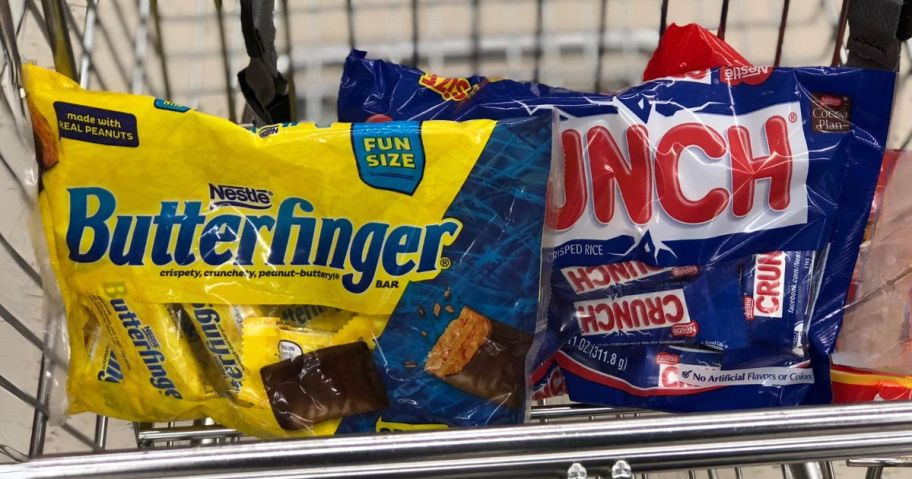 butterfinger and crunch fun size bags in cart in store