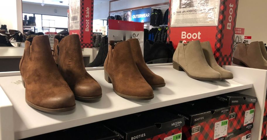 womens boots on display in store