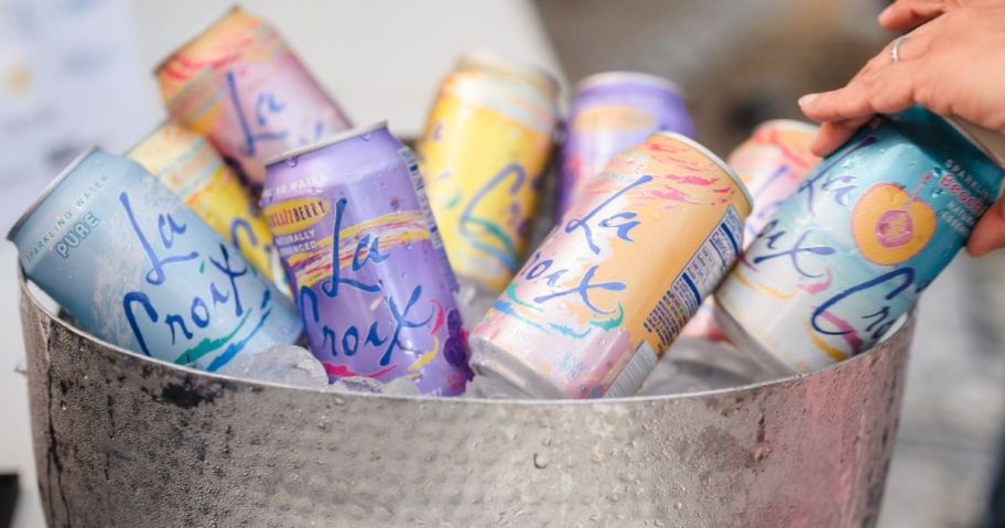 basket of lacroix cans