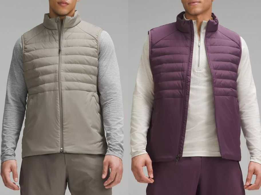 stock images of 2 men wearing lululemon vests