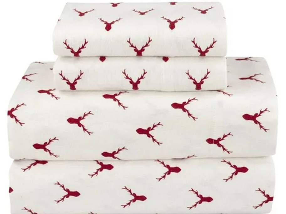 flannel stag sheet set folded together