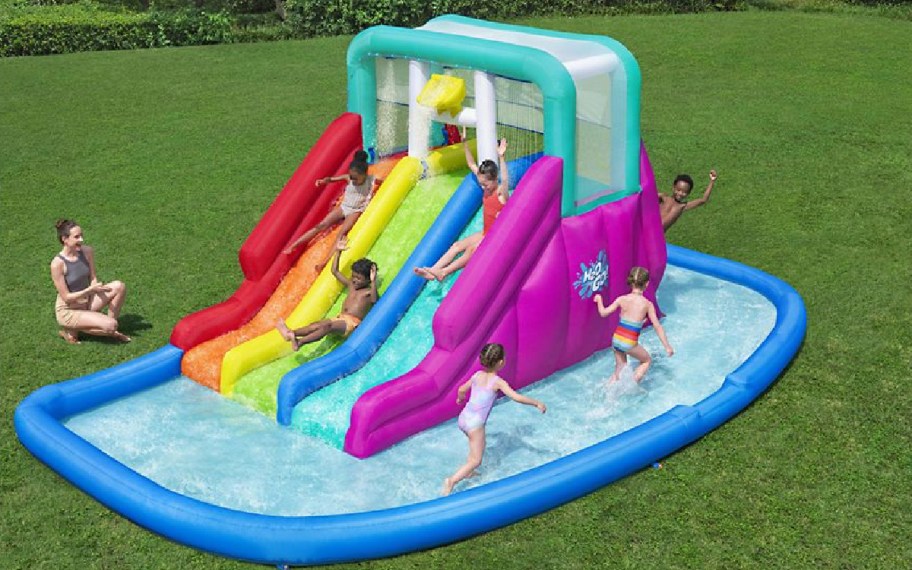 water slide with kids on it