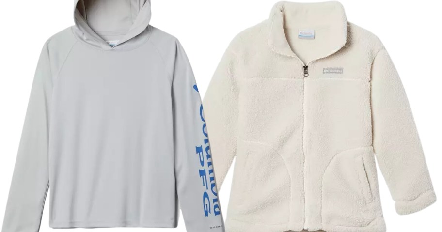 kid's Columbia hoodie and fleece jacket