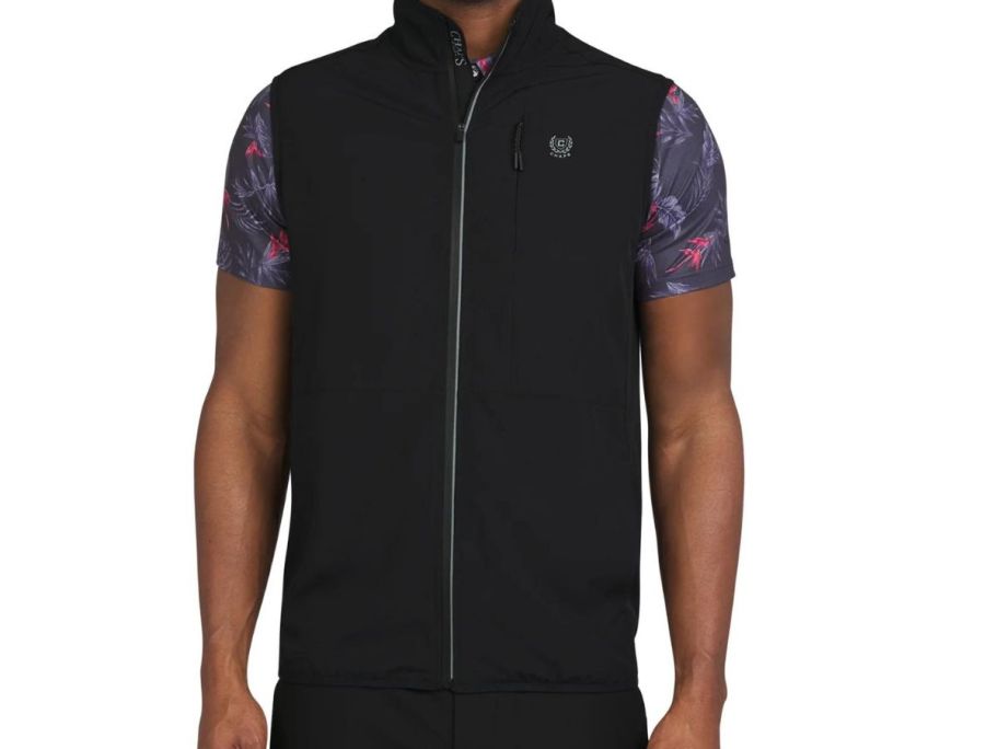 man wearing Chaps Men's Golf Woven Vest