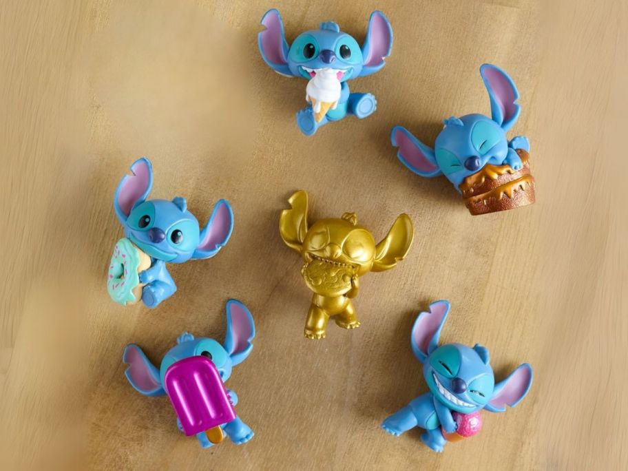 Disney Stitch Feed Me 6-Piece Collectible Figure Set on table